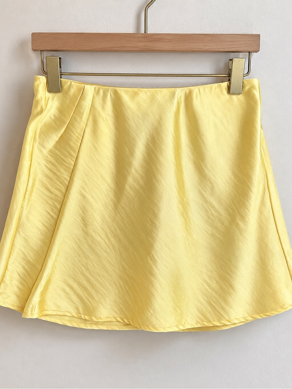 A New Day Women’s Small Yellow Satin Silky A-Line Mini Skirt